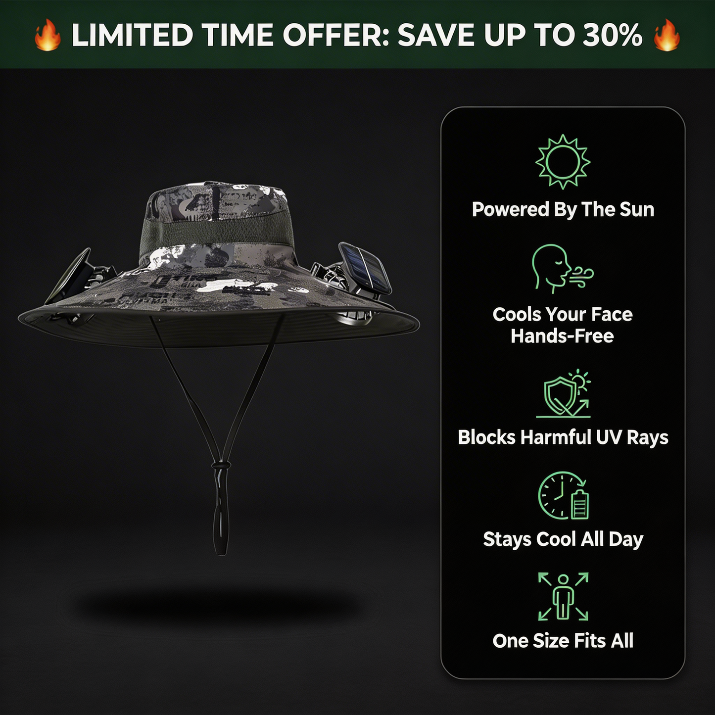 BreezeBuddy™ Solar Fan Hat